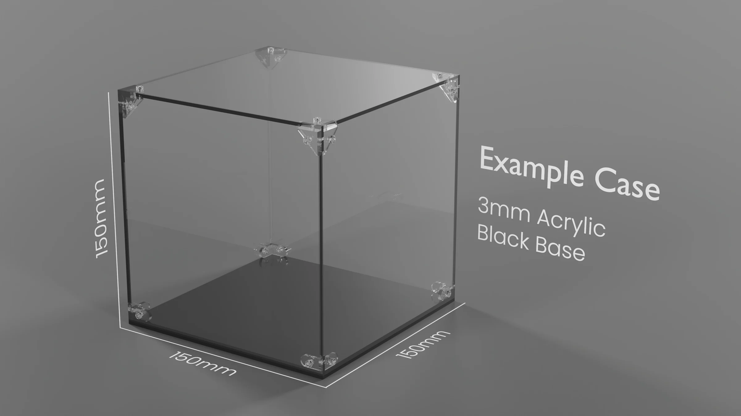 3mm display case with black base example